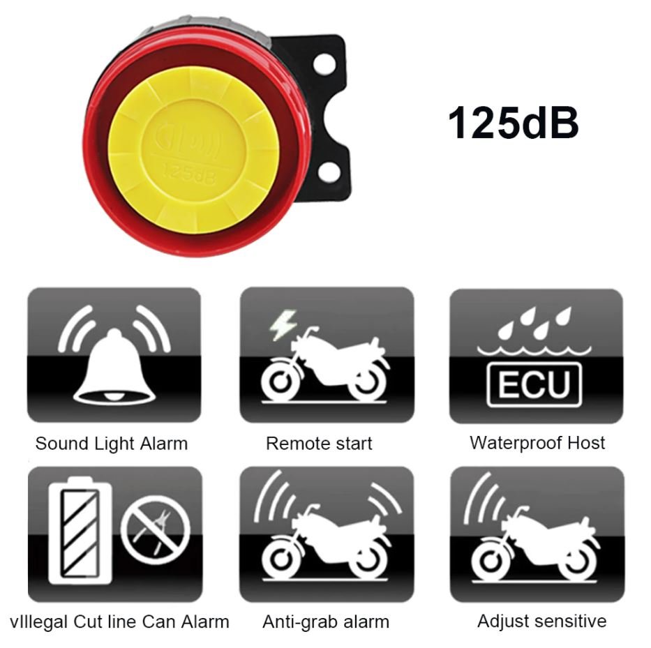 Πλήρες Σύστημα Συναγερμού Μοτοσυκλέτας με Σειρήνα Motocyrcle Alarm System 1016